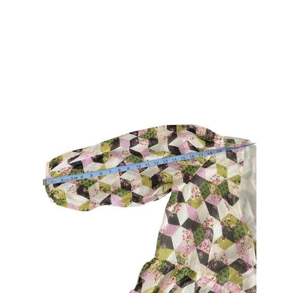 J.Crew Black Patchwork Print Lurex Metallic Threads Chiffon Midi Dress Size 8 - Picture 14 of 16